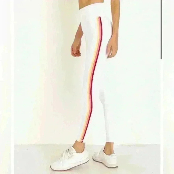 Spiritual Gangster Pants - Spirtual Gangster rainbow 🌈  white track leggings sz small